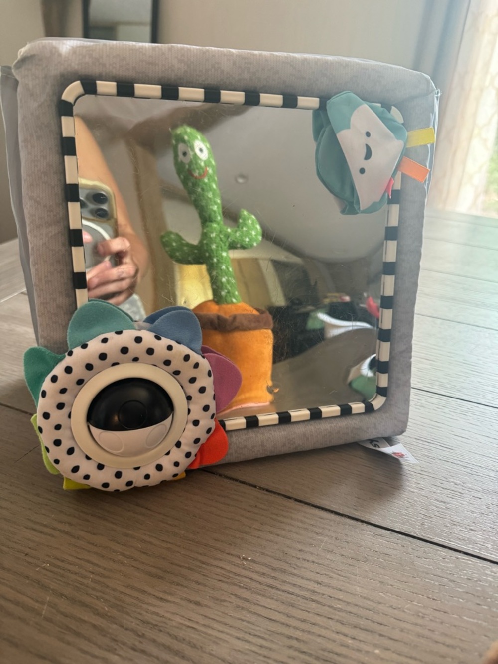 Baby Mirror Activity Toy with Colorful Flower Rattle